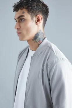 Cheap boohooMAN Technical Stretch Smart Bomber Jacket grey