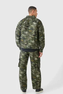 Hot boohoo Textured Patch Pocket Set camo