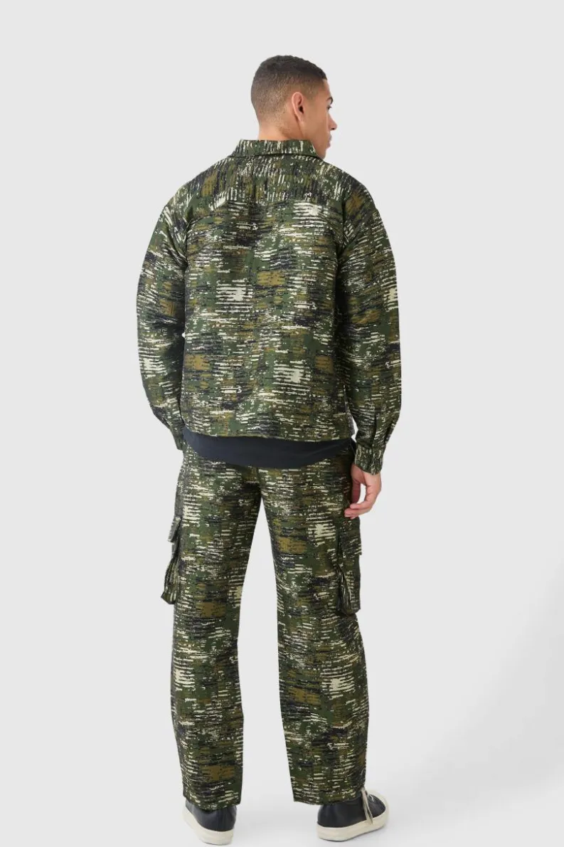 Hot boohoo Textured Patch Pocket Set camo
