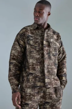 Flash Sale boohoo Textured Camo Patch Pocket Set stone