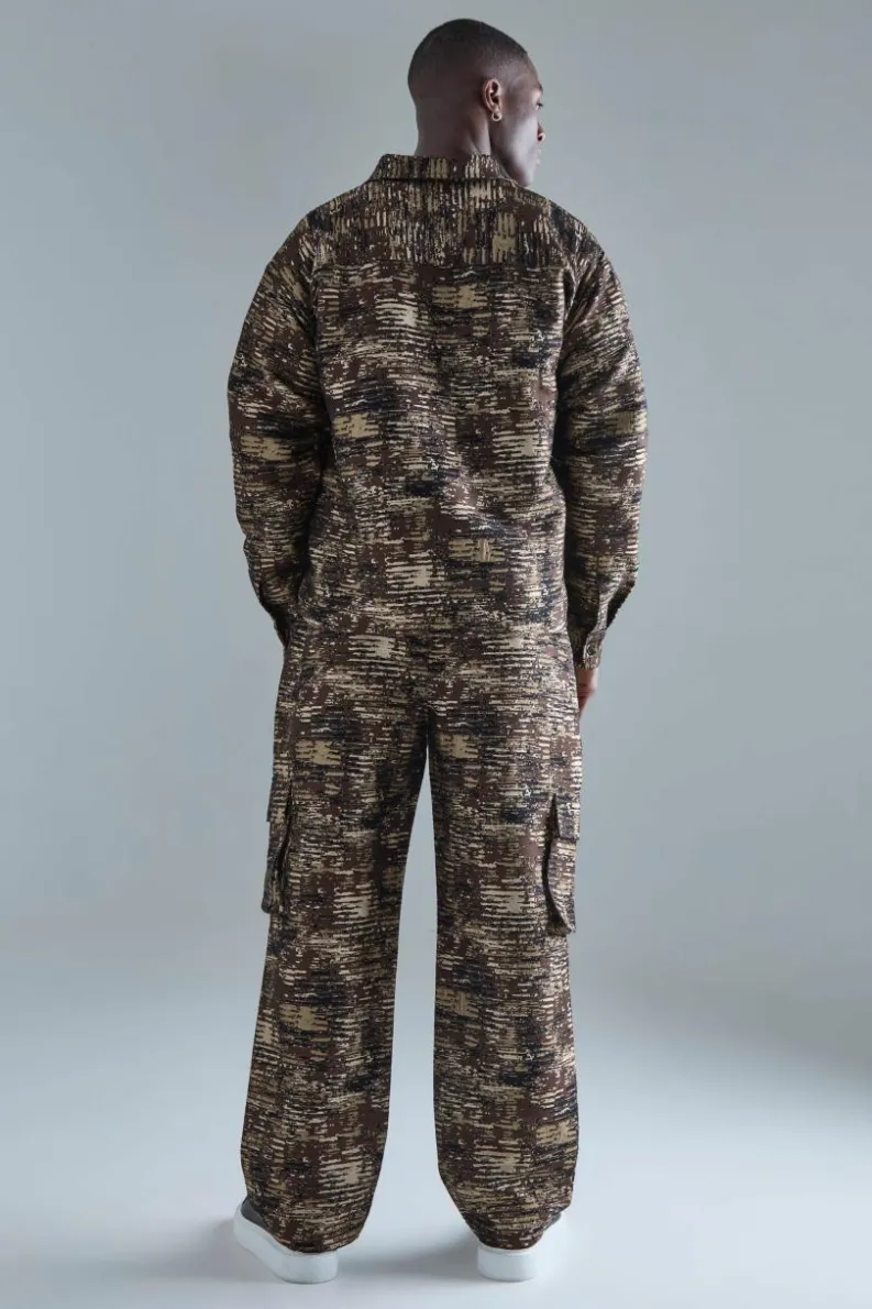 Flash Sale boohoo Textured Camo Patch Pocket Set stone