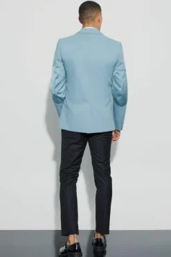 Store boohoo Textured Elbow Patch Slim Fit Blazer & Waistcoat teal