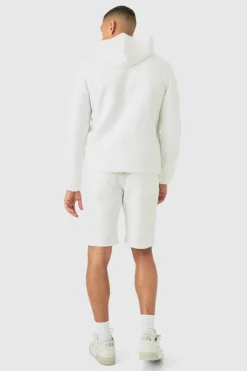 Online boohooMAN Textured Jacquard Smart Hooded Jacket white