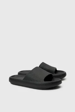 Best boohooMAN Textured Slider In black