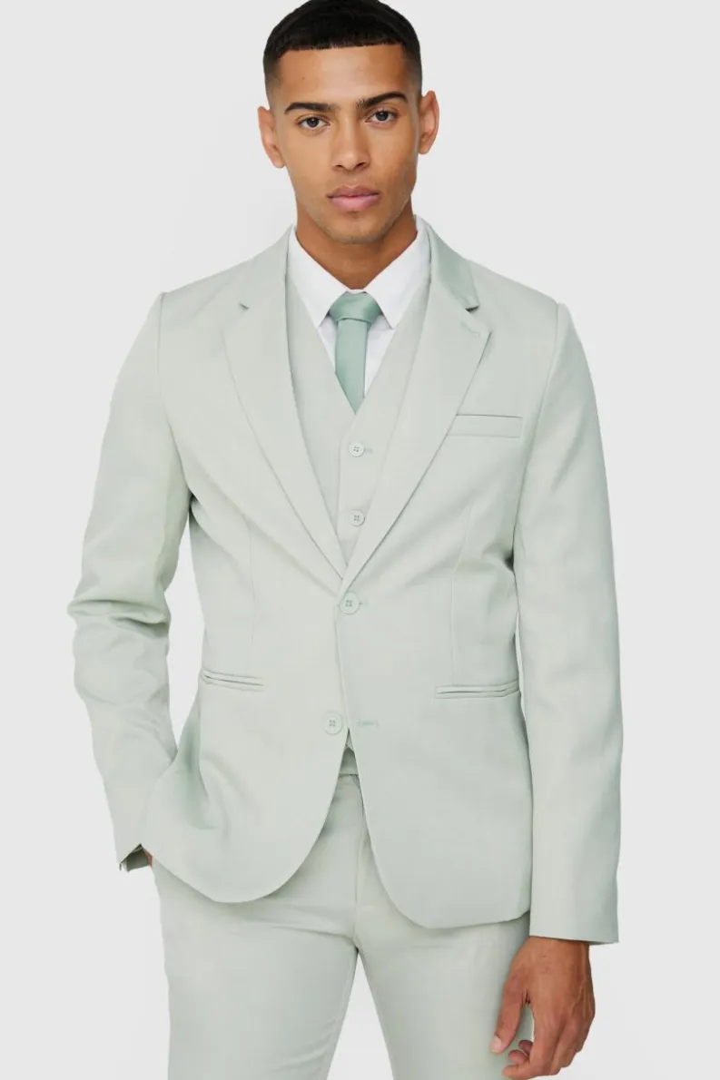 Flash Sale boohoo Textured Slim Suit Set in sage