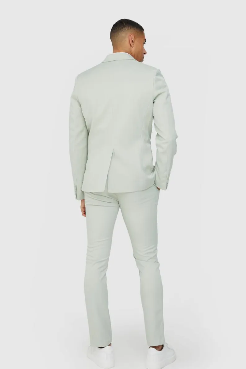 Flash Sale boohoo Textured Slim Suit Set in sage