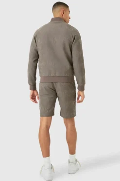 Fashion boohooMAN Textured Straight Fit Pintuck Tailored Shorts mocha