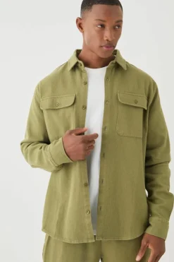 Clearance boohoo Textured Straight Fit Set khaki