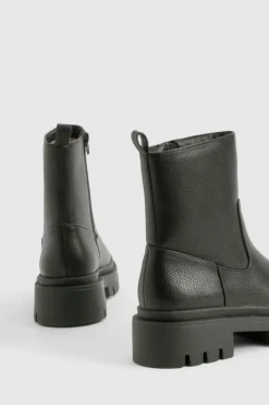 Sale boohoo Textured Tab Detail Chelsea Boot black