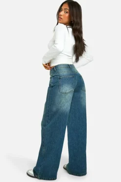 Online boohoo The Petite Straight Leg Jean mid blue