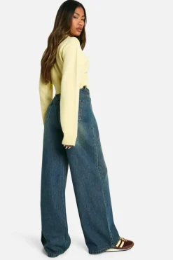 Outlet boohoo The Straight Leg Jean mid blue