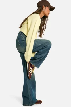 Outlet boohoo The Straight Leg Jean mid blue