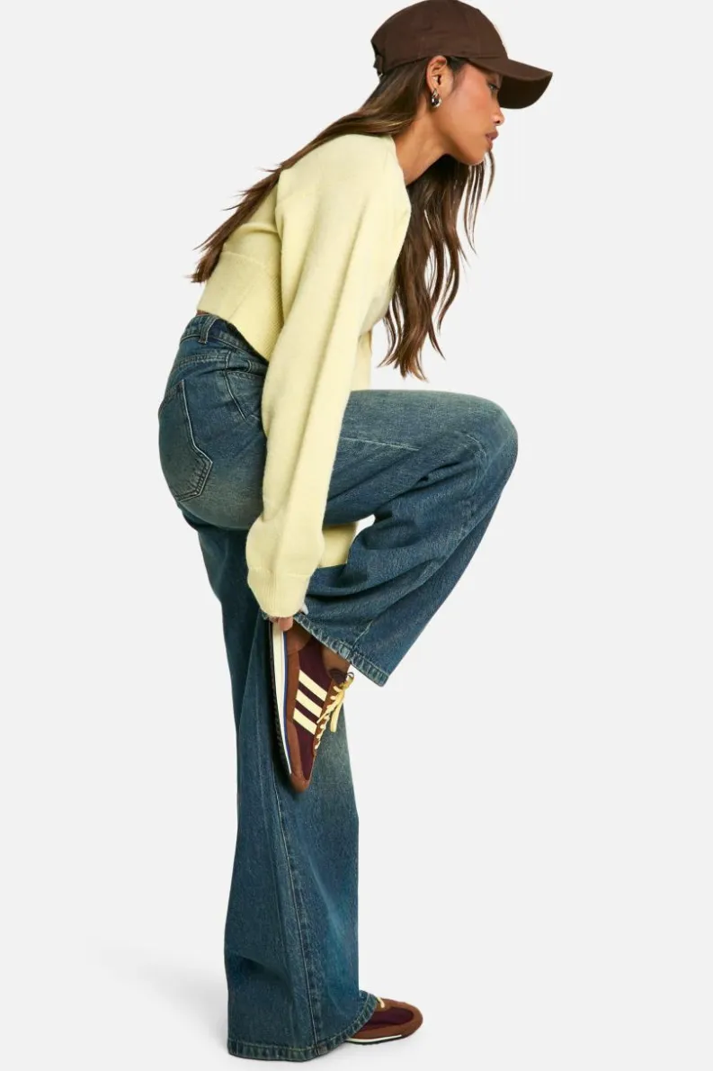 Outlet boohoo The Straight Leg Jean mid blue