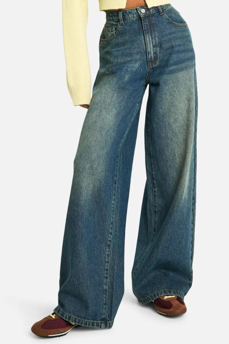 Outlet boohoo The Straight Leg Jean mid blue