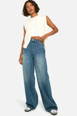Online boohoo The Tall Straight Leg Jean mid blue