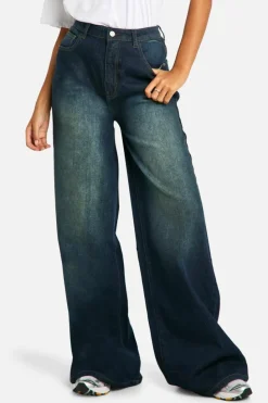 Online boohoo The Tall Wide Leg Jean dark wash