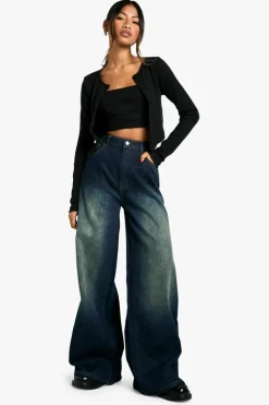 Sale boohoo The Wide Leg Jeans dark wash