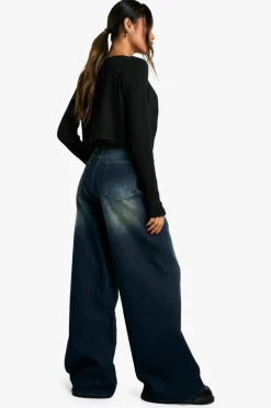 Sale boohoo The Wide Leg Jeans dark wash