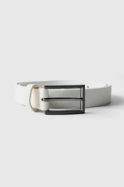Cheap boohooMAN Thin Belt white