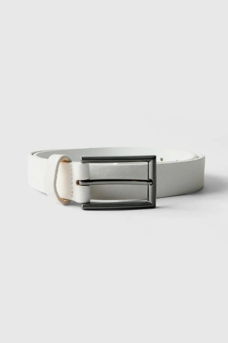 Cheap boohooMAN Thin Belt white