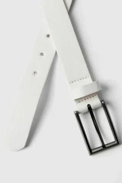 Cheap boohooMAN Thin Belt white