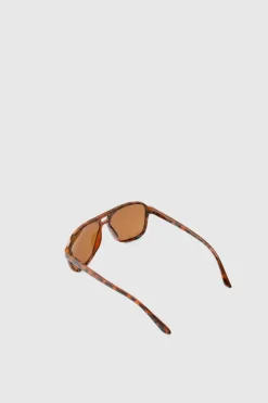 Best boohooMAN Tortoise Navigator Sunglasses brown