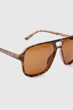 Best boohooMAN Tortoise Navigator Sunglasses brown