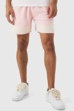 Store boohooMAN Towelling Colour Block Volley Short pink