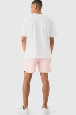 Store boohooMAN Towelling Colour Block Volley Short pink