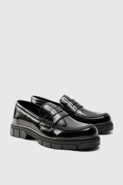 Discount boohooMAN Track Sole Loafer black