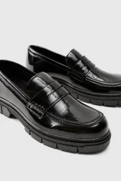 Discount boohooMAN Track Sole Loafer black