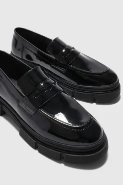 Shop boohooMAN Track Sole Loafer black