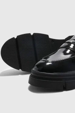 Shop boohooMAN Track Sole Loafer black