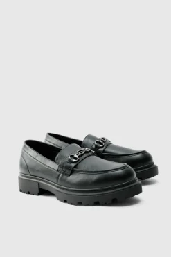 Best Sale boohooMAN Track Sole Snaffle Loafer black
