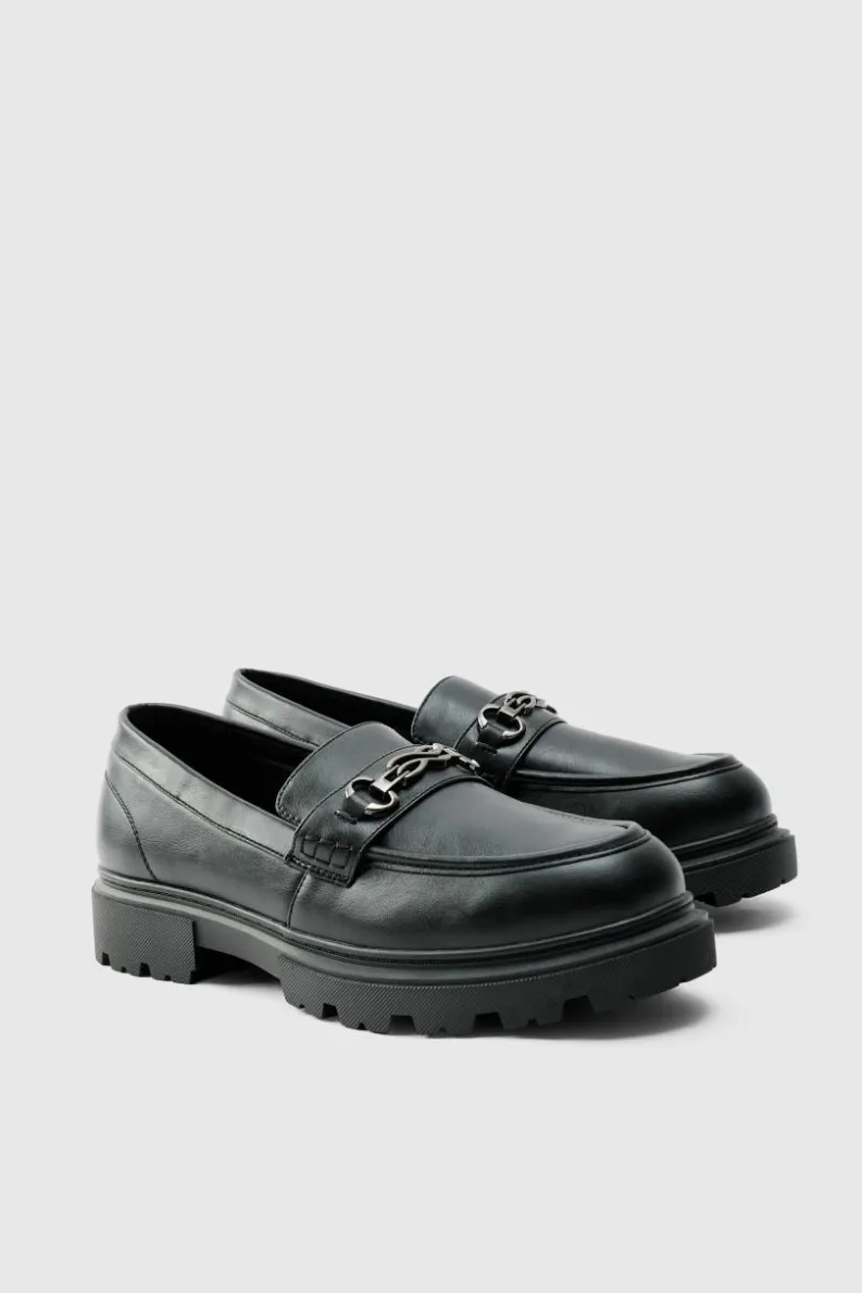 Best Sale boohooMAN Track Sole Snaffle Loafer black