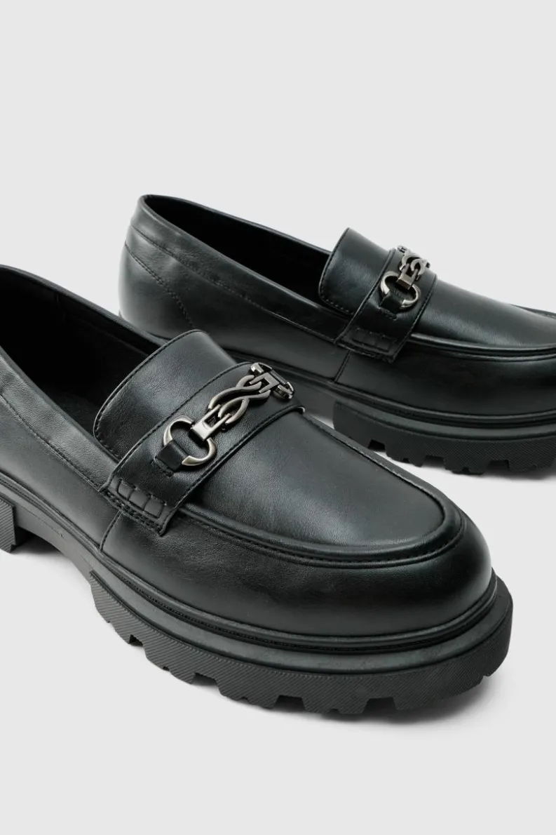Best Sale boohooMAN Track Sole Snaffle Loafer black
