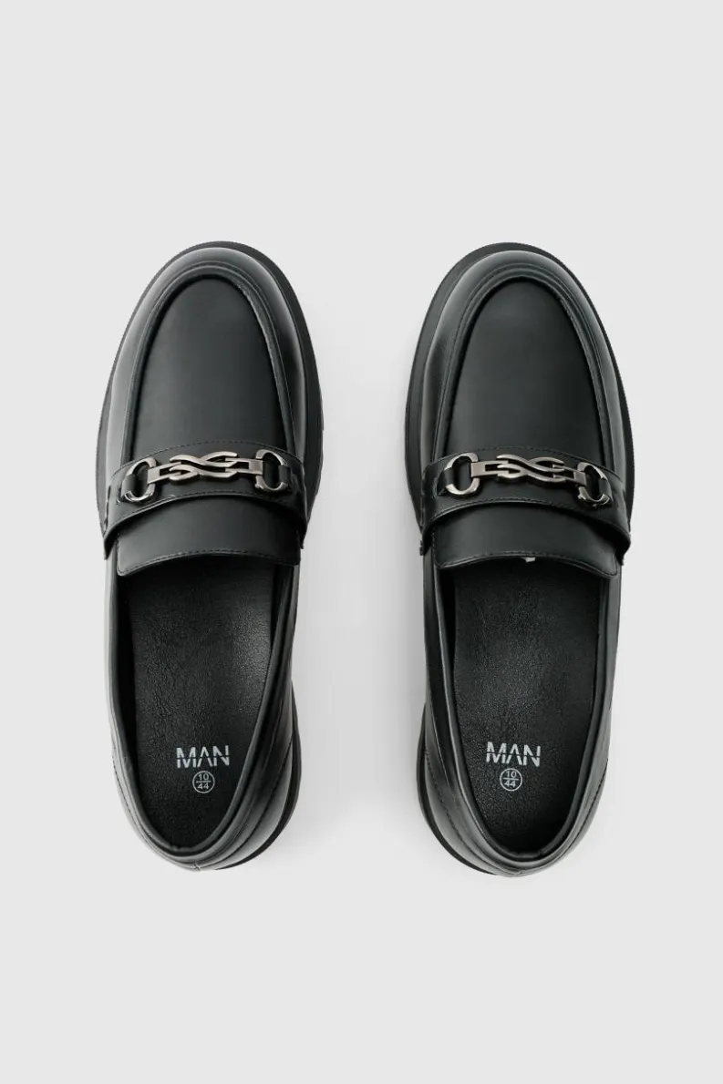 Best Sale boohooMAN Track Sole Snaffle Loafer black