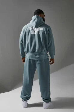 Online boohooMAN Training Dept Boxy Hoodie green