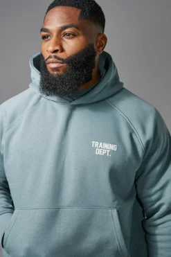 Online boohooMAN Training Dept Boxy Hoodie green