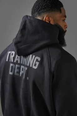 Online boohooMAN Training Dept Boxy Hoodie & Regular fit Jogger Tracksuit black