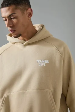 Hot boohooMAN Training Dept Boxy Hoodie & Regular fit Jogger Tracksuit sand