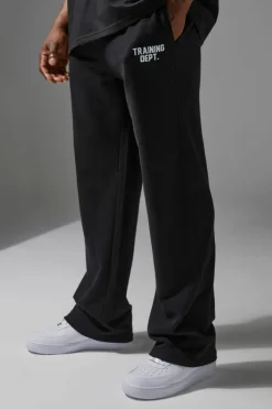 Shop boohooMAN Training Dept Loopback Relaxed Fit Joggers black