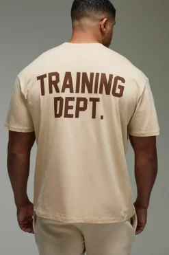 Sale boohooMAN Training Dept Oversized T-shirt sand