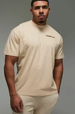 Sale boohooMAN Training Dept Oversized T-shirt sand