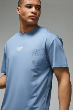Outlet boohooMAN Training Dept Perforated Oversized T-shirt steel