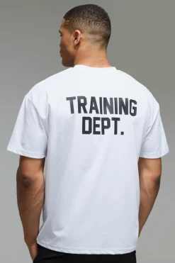 Cheap boohooMAN Training Dept Performance Oversized T-shirt white