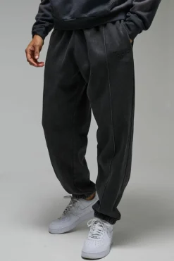 Sale boohooMAN Training Dept Pin Tuck Oversized Jogger black