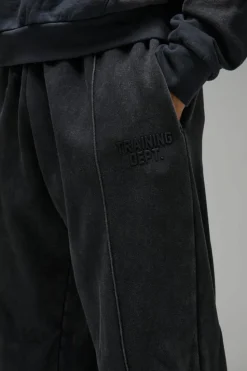 Sale boohooMAN Training Dept Pin Tuck Oversized Jogger black