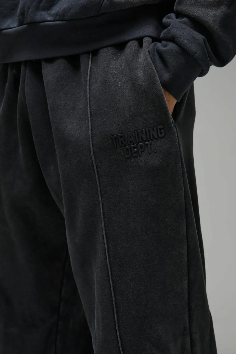 Sale boohooMAN Training Dept Pin Tuck Oversized Jogger black