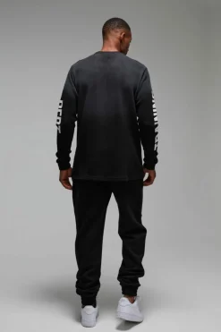 Online boohooMAN Training Dept Waffle Long Sleeve T-shirt black
